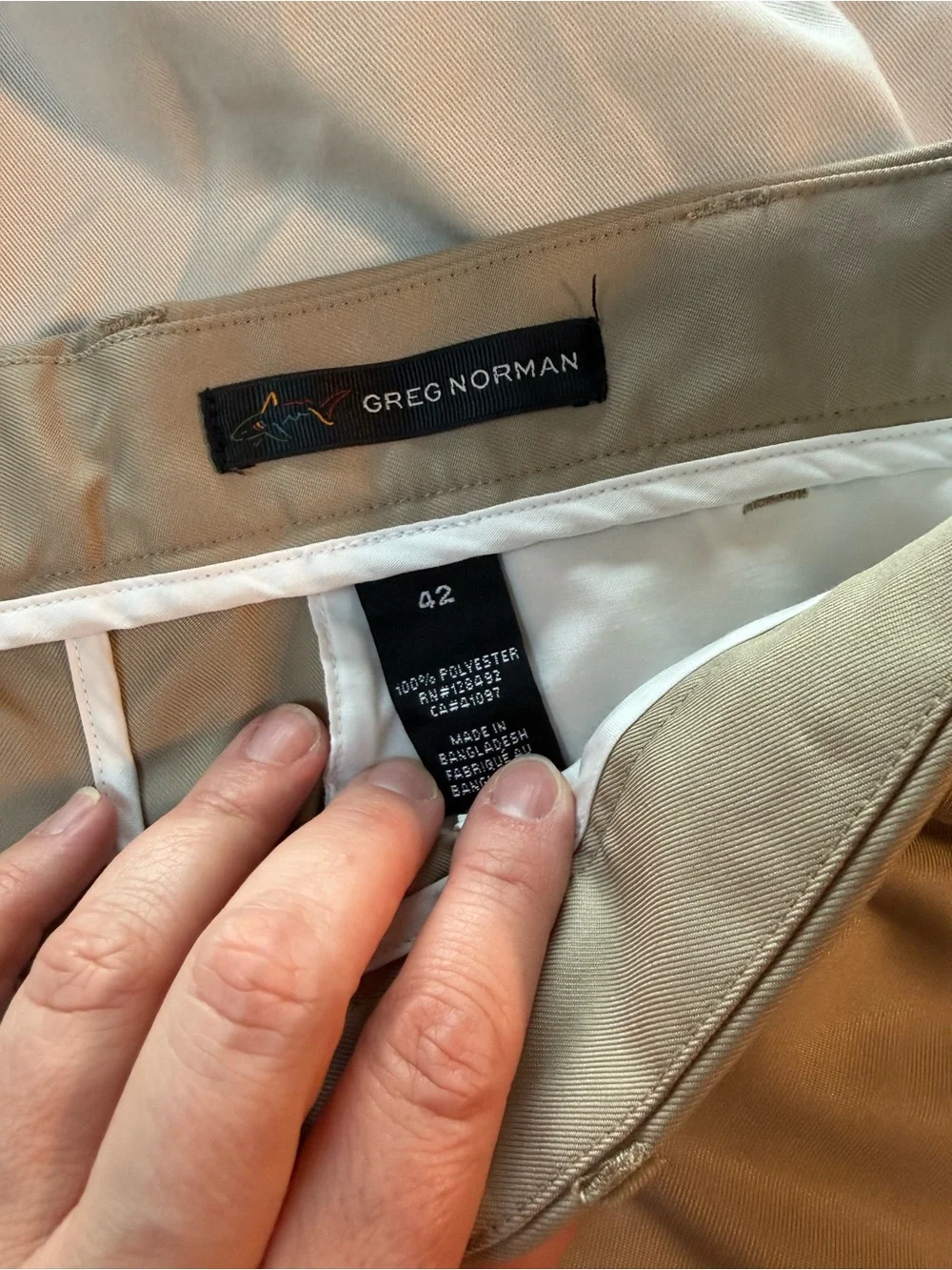 Greg Norman Collection Khaki and Light Gray Flat-Front Shorts